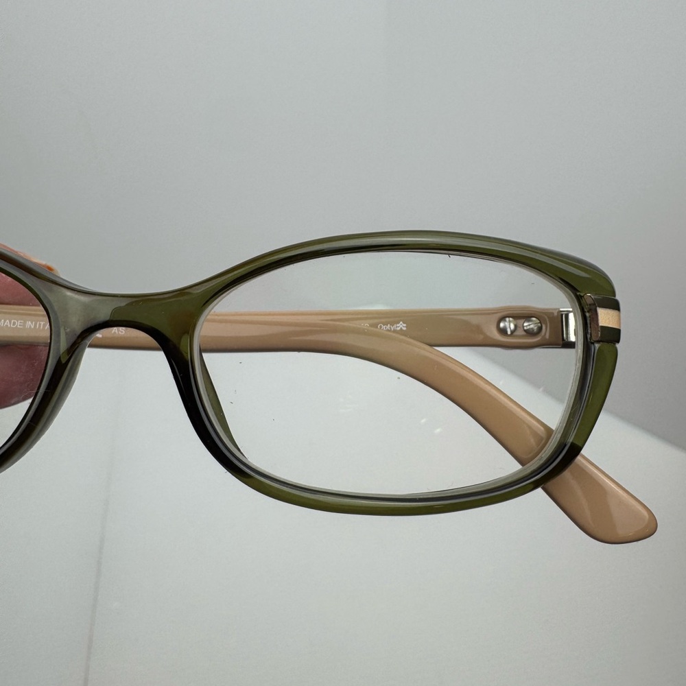 GUCCI EYEGLASSES GG 3200 310 140 TRANSPARENT GREEN & NUDE BEIGE Semi Cat Eye - Picture 14 of 16